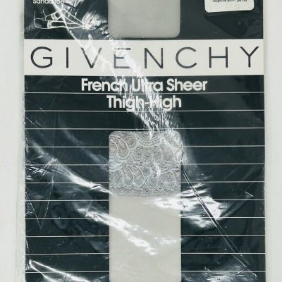 Vintage GIVENCHY French Ultra Sheer Thigh High Stockings Size B Silver Fox 1988